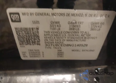 2022 GMC Sierra Limited K1500 Elevation from USA, damaged, VIN 3GTU9CED8NG140529